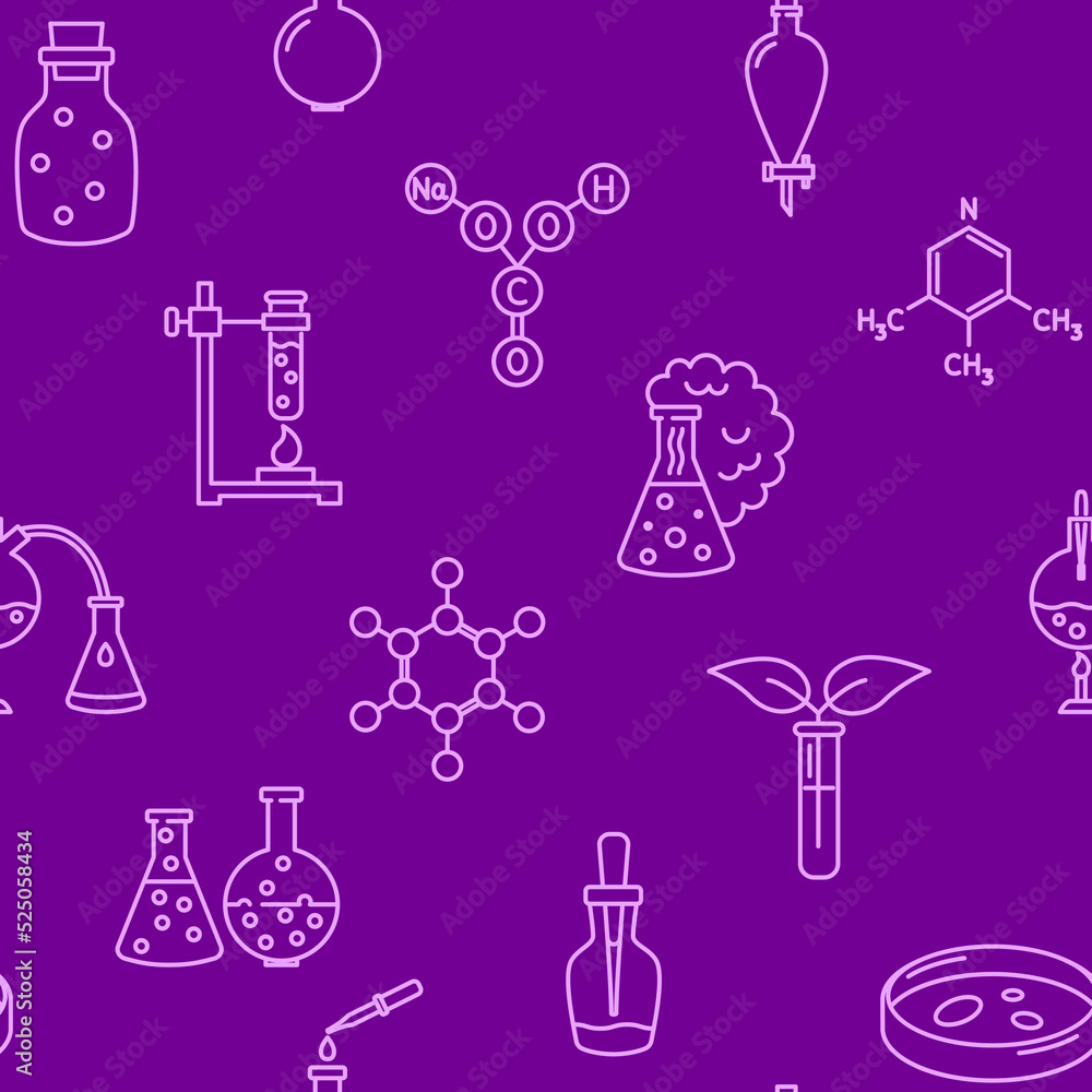 Chemistry seamless pattern in line style Chemistry seamless pattern in line style
