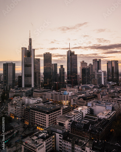 Skyline of Frankfurt am Main  Germany during sunset