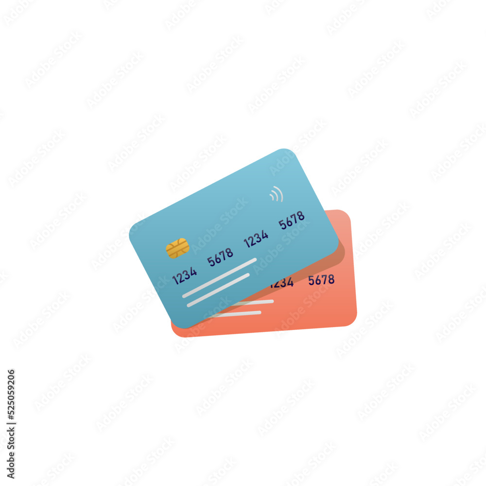 money concept. vector illustration of cartoon credit cards for purchase or payment on a white isolated background. means of payment money concept. vector illustration of cartoon credit cards for purchase or payment on a white isolated background. means of payment