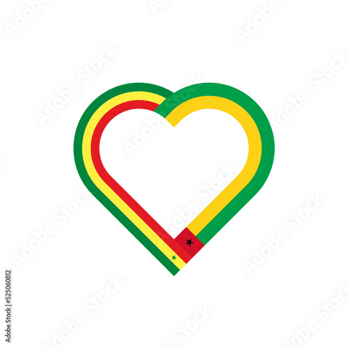 friendship concept. heart ribbon icon of senegal and guinea bissau flags. vector illustration isolated on white background