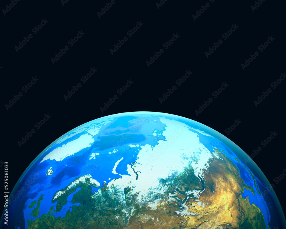 3D Realistic Cloudy World Globe Europe Illustration black Background