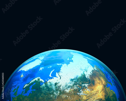 Fototapeta Naklejka Na Ścianę i Meble -  3D Realistic Cloudy World Globe Europe Illustration black Background
