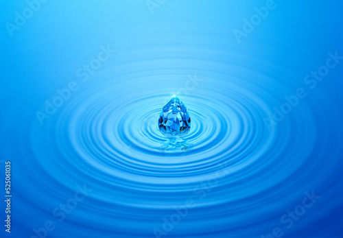 Blue diamond on rippled water with reflection
