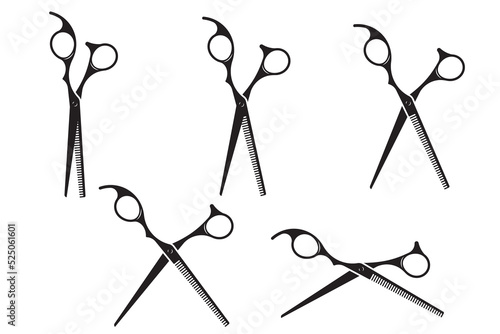 Hairdress barber scissors, professional salon tools. Hairdressing design element.