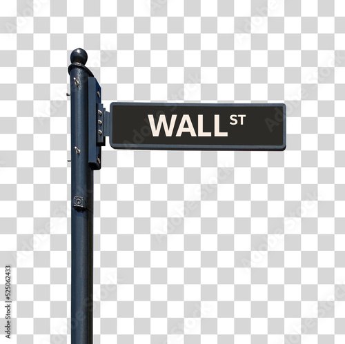 Black Wall Street Sign Isolated on Pattern Background Including Clipping Path.