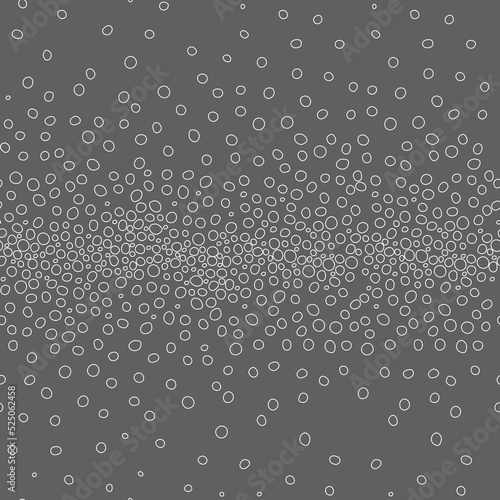 Vector. Hand drawn polka dot texture. Spotted grey, black and white background. Geometric abstract pattern with hand drawn contour circles. Scattered irregularly shaped dots. Flow, halftone gradient.