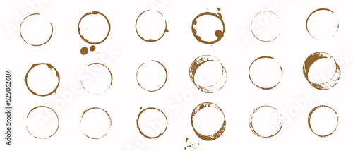 Coffee cup bottom, grunge circle print. Splash ring stain mark 
