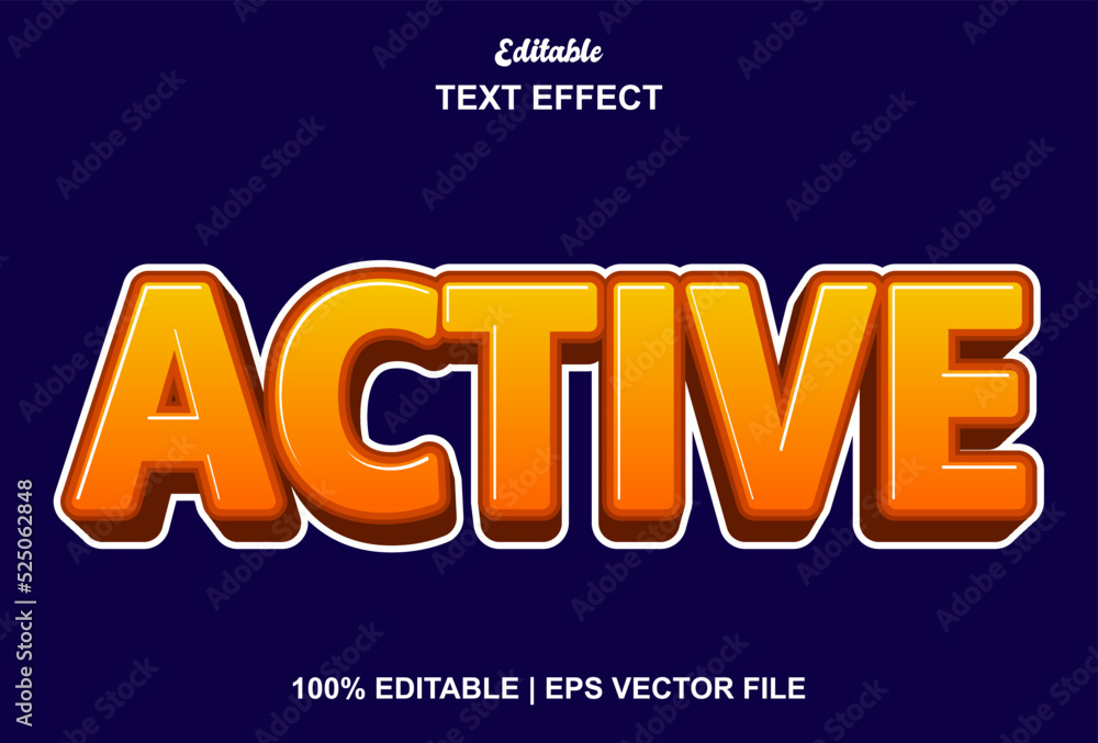 the active text effect with orange color is editable.