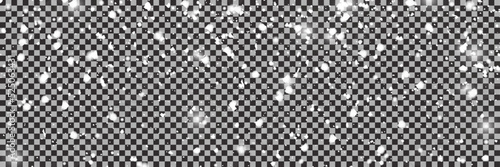 Realistic falling snowflakes. Isolated on transparent background. Vector illustration.