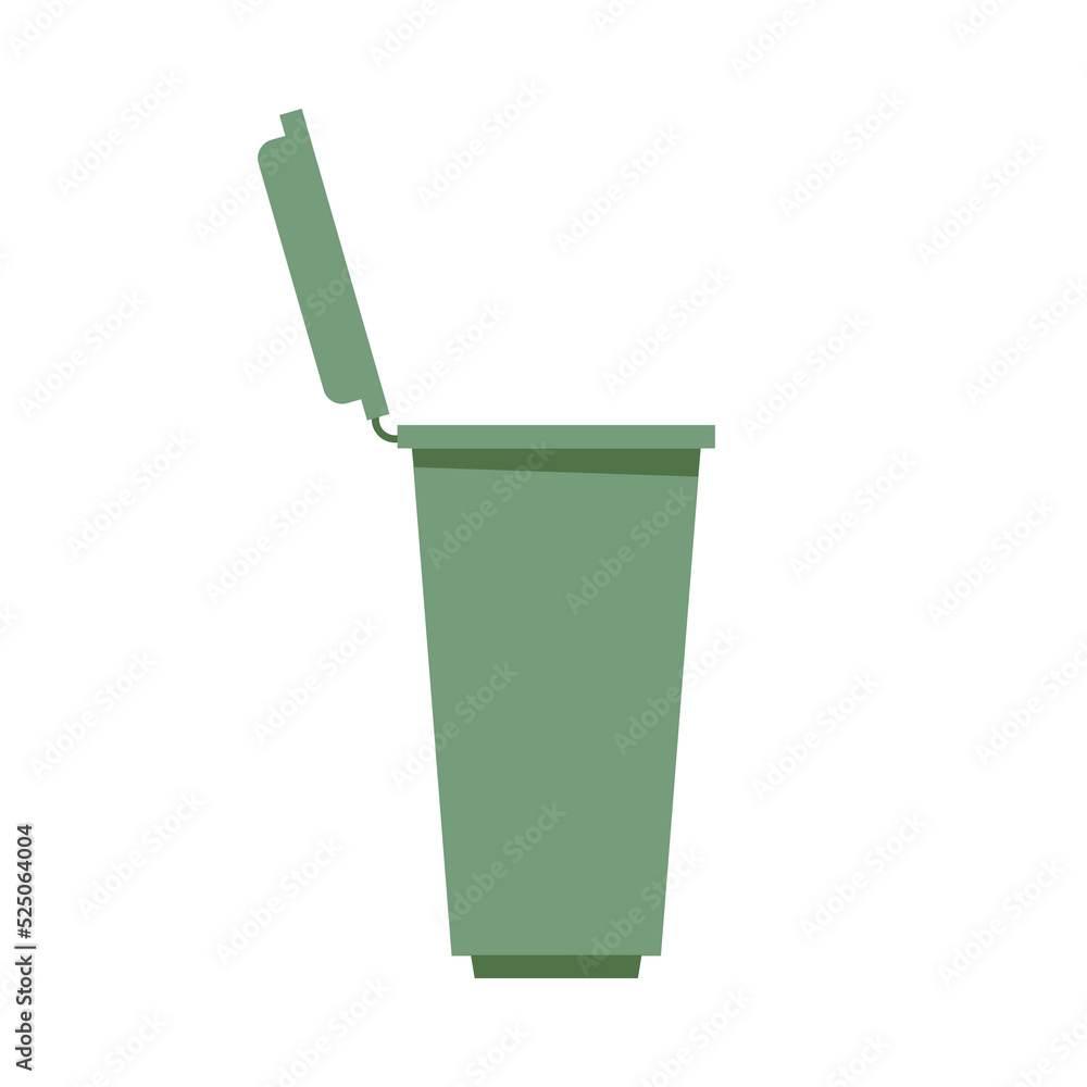 Plastic container for litter and garbage, bin for discharge and rubbish. Isolated bucket with lid, cleaning and tidying up, keep place spotless. Vector in flat style
