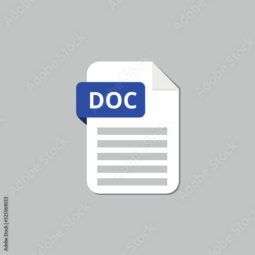  Flat vector icon of doc text file, document icon. © Manoel