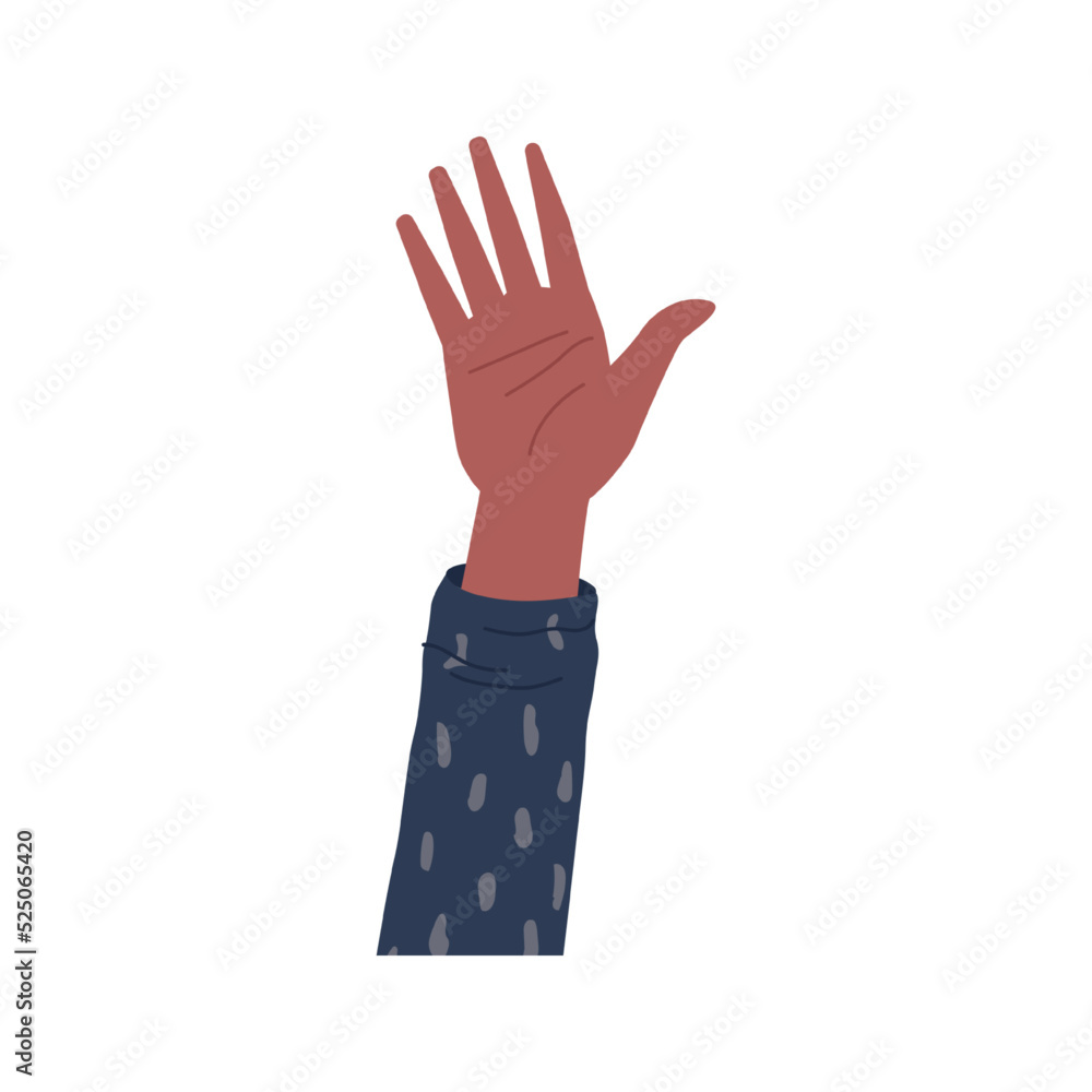 High five hand gesture of afro american man or woman isolated palm saying hello by body language. Vector illustration of forbidden or stop gesture by hand, refuse or ban signal High five hand gesture of afro american man or woman isolated palm saying hello by body language. Vector illustration of forbidden or stop gesture by hand, refuse or ban signal