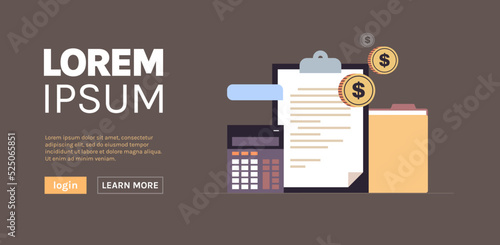 Business analyzing corporate data planning report accounting presentation report concept horizontal flat vector illustration.