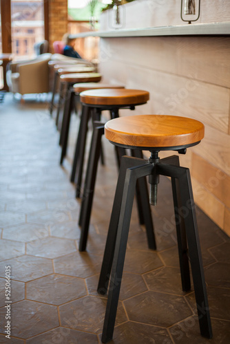 Cafe interior. Chairs furniture design