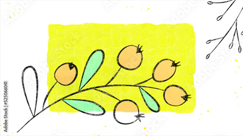 Vector botanical wall arts, with hackberry. Minimalistic and natural. Hackberry and line arts design. Sample text area included.
