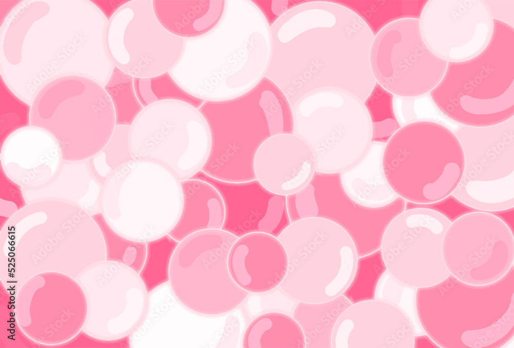 ピンクのゆるかわバブル背景イラスト