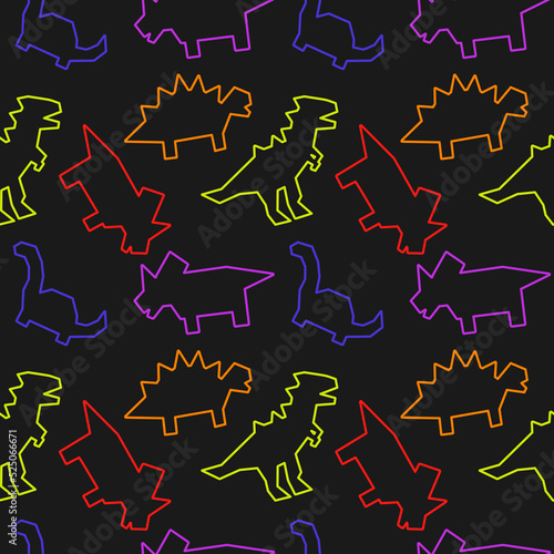 Hand Drawing Cute cartoon dinosaur seamless vector illustration pattern. Design for use background Textile all over fabric print wrapping paper and others. 