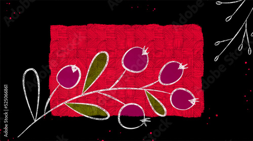 Vector botanical wall arts, with hackberry. Minimalistic and natural. Hackberry and line arts design. Sample text area included.
