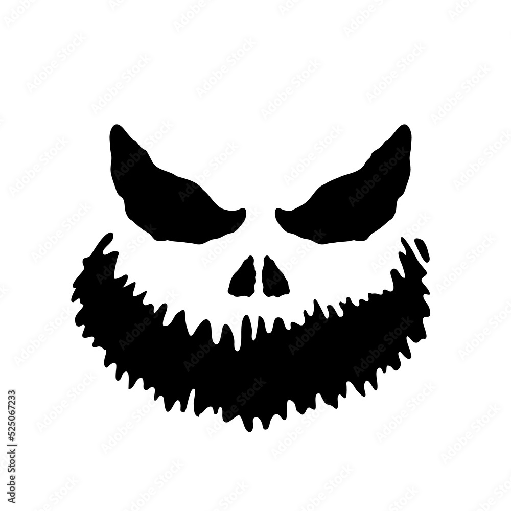 Fototapeta premium Scary Ghost Horror Face Silhouette Vector For Carving On Halloween Pumpkin