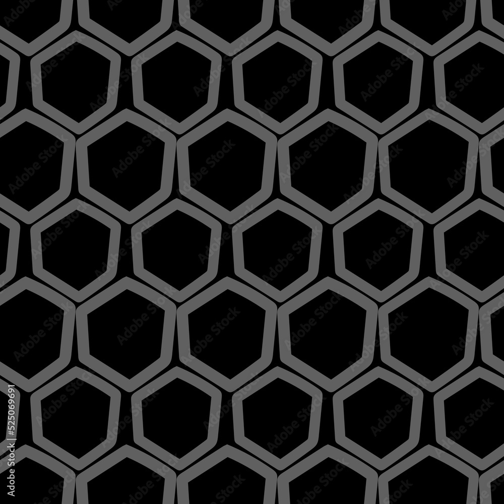 Vector. The texture of the contour hexagon. Monochrome, black and white, grey geometric seamless pattern. Mosaic abstract background. Hexagonal repeating hand drawn geometric polygon texture. Vector. The texture of the contour hexagon. Monochrome, black and white, grey geometric seamless pattern. Mosaic abstract background. Hexagonal repeating hand drawn geometric polygon texture.
