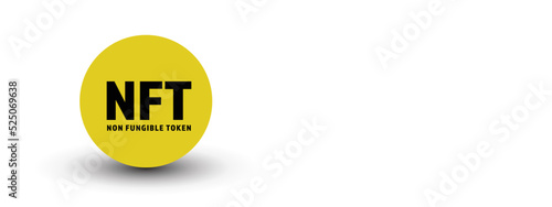 NFT token vector background, non fungible token, digital crypto art technology, business banner with copy space, creative abstract and futuristic blockchain graphic for new currency, money collection