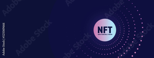 NFT token vector background, non fungible token, digital crypto art technology, business banner with copy space, creative abstract and futuristic blockchain graphic for new currency, money collection