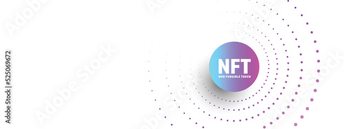 NFT token vector background, non fungible token, digital crypto art technology, business banner with copy space, creative abstract and futuristic blockchain graphic for new currency, money collection