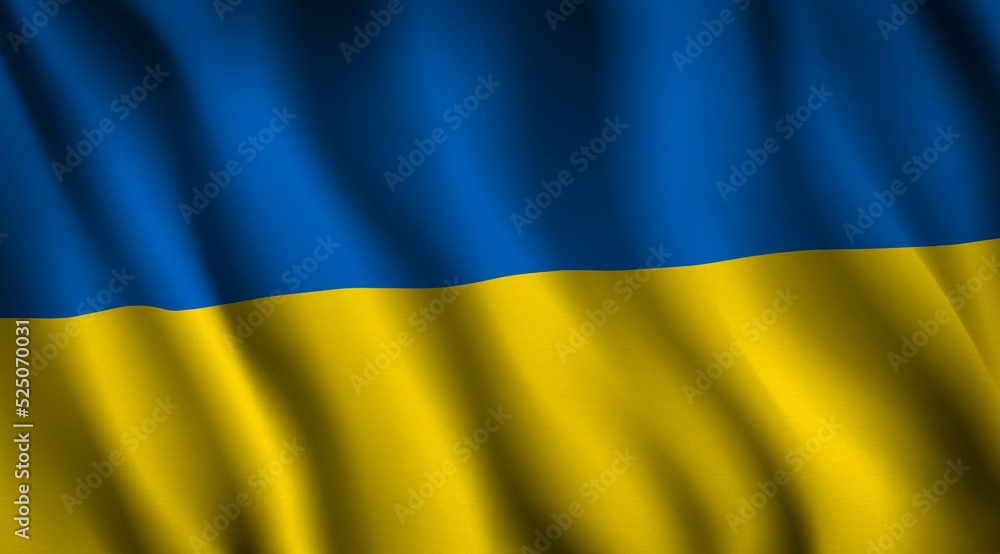 Waving flag of Ukraine. The country of Ukraine is located in the east of Europe Waving flag of Ukraine. The country of Ukraine is located in the east of Europe