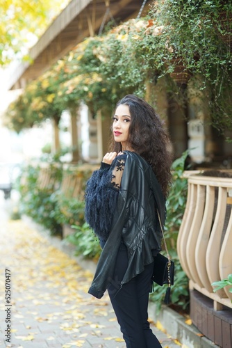 Fashionable stylish young girl. Portrait of a woman. Fashion and beauty.