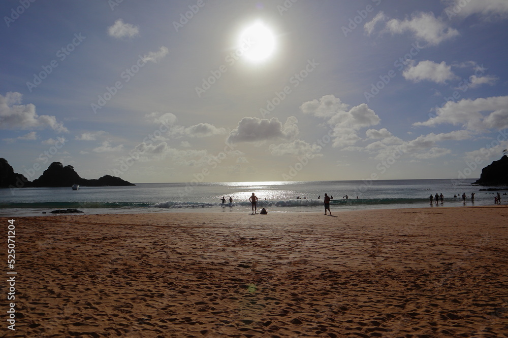 Sunset of a winter day at Sancho beach - Praia do sancho - Fernando de Noronha, Pernambuco, Brazil Sunset of a winter day at Sancho beach - Praia do sancho - Fernando de Noronha, Pernambuco, Brazil