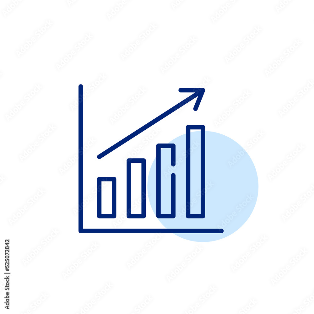 Growing bar chart. Pixel perfect, editable stroke line art icon Growing bar chart. Pixel perfect, editable stroke line art icon