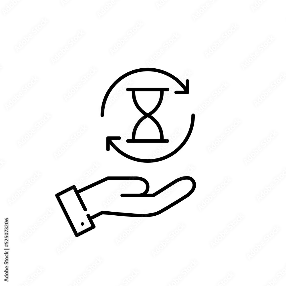 Hand holding hourglass time icon. Pixel perfect, editable stroke line design Hand holding hourglass time icon. Pixel perfect, editable stroke line design