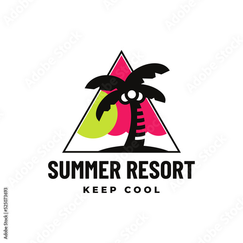 Stylish banner with summer resort, vector illustration isolated on white background
