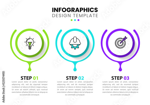 Infographic template. 3 circles with icons and text