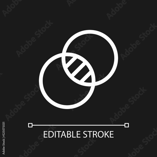 Double exposure pixel perfect white linear ui icon for dark theme. Combine two images at one. Vector line pictogram. Isolated user interface symbol for night mode. Editable stroke. Arial font used