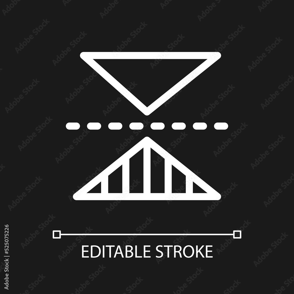 Horizontal reflection pixel perfect white linear ui icon for dark theme