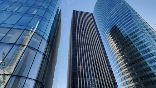 Wallpaper Mural Modern office high rise skyscraper buildings. City business district. Looking up at business buildings. Low angle view of business buildings. Paris France Torontodigital.ca