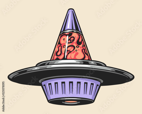 Spaceship UFO label vintage colorful