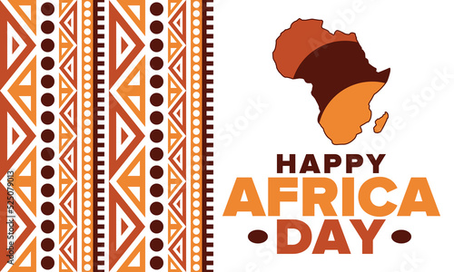Africa Day. Happy African Freedom Day and Liberation Day. Celebrate annual on the African continent and around the world. African pattern. Poster, card, banner and background. Vector illustration