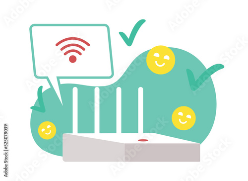 Strong router signal 2D vector isolated illustration. Wireless connection flat object on cartoon background. Colourful editable scene for mobile, website, presentation. Pacifico Regular font used