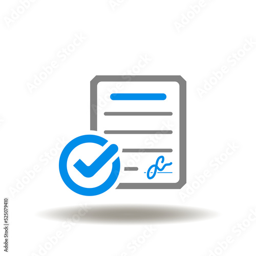 Vector illustration of document form with signature and check mark. Symbol of NDA Non Disclosure Agreement.