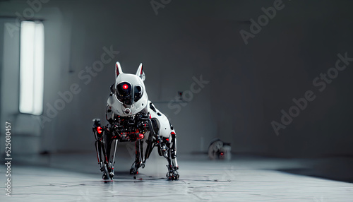 Killer AI dog. Machine learning and cyber mind domination concept in form of animal photo