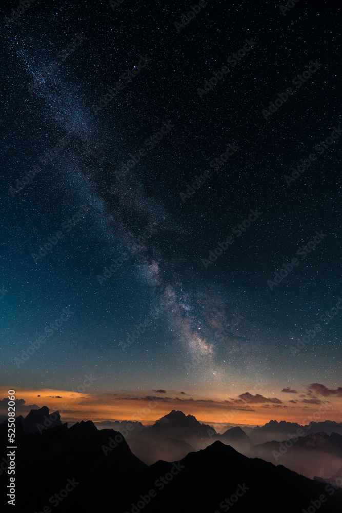 Milky Way and starry sky background in high mountain