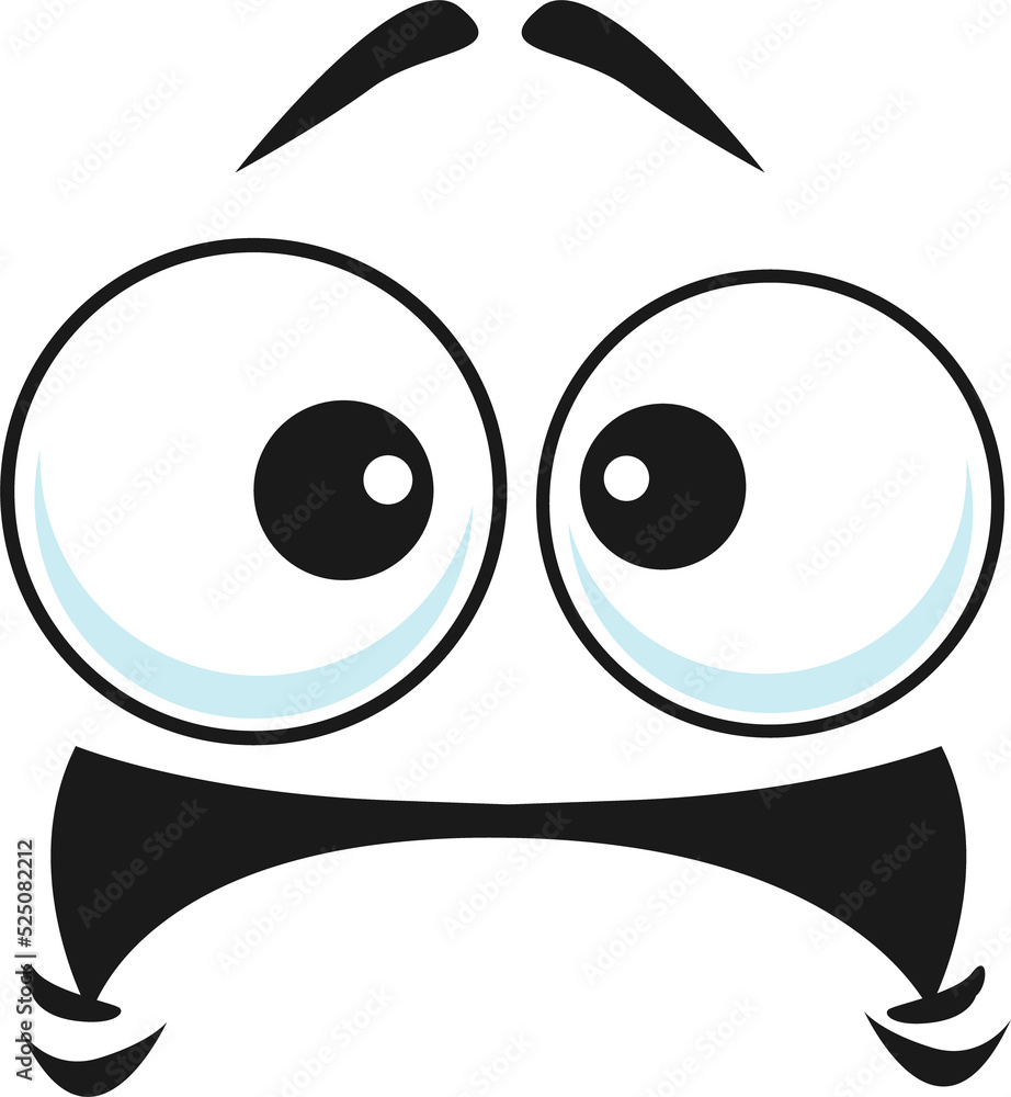 Obraz premium Worried, unsure, amazed emoticon with curved mouth