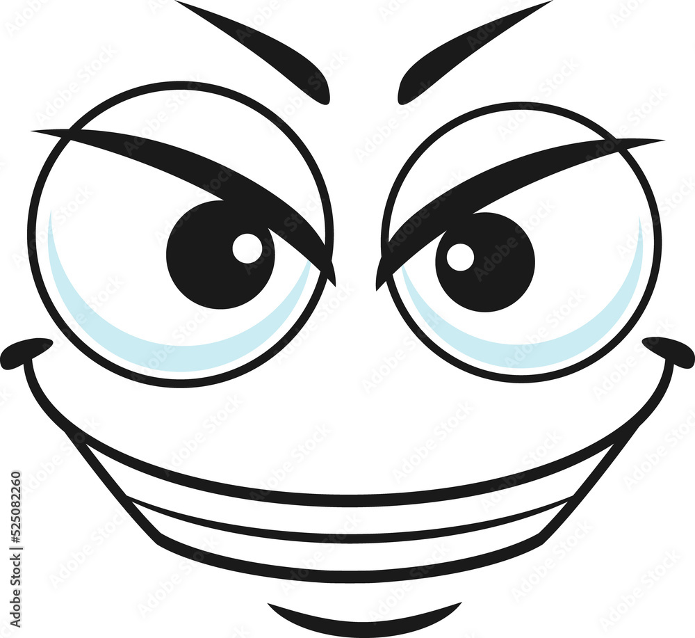 Happy suspicious expression of emoticon isolated Happy suspicious expression of emoticon isolated