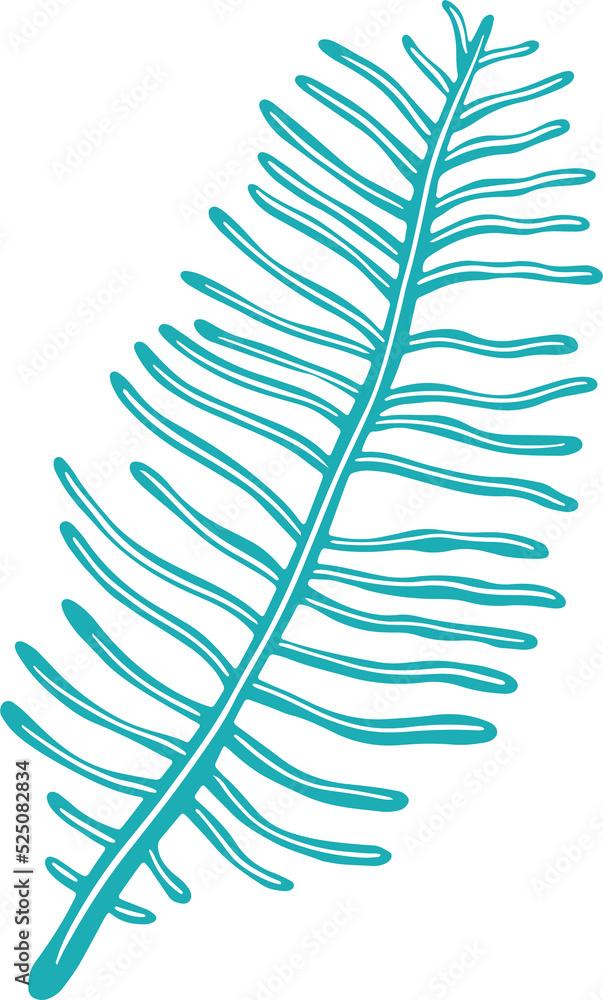 Fototapeta premium Vector blue sea coral in shape of branch isolated
