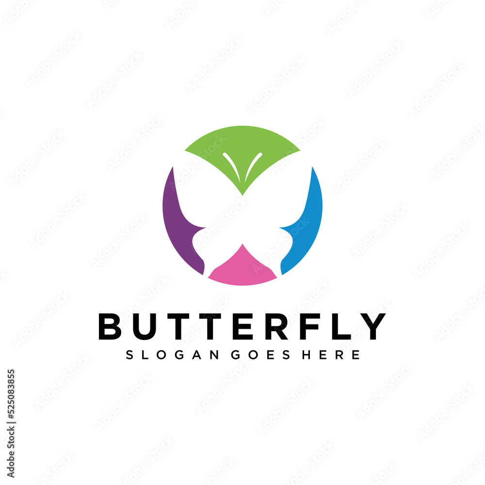 Obraz premium Rainbow Butterfly Logo Design