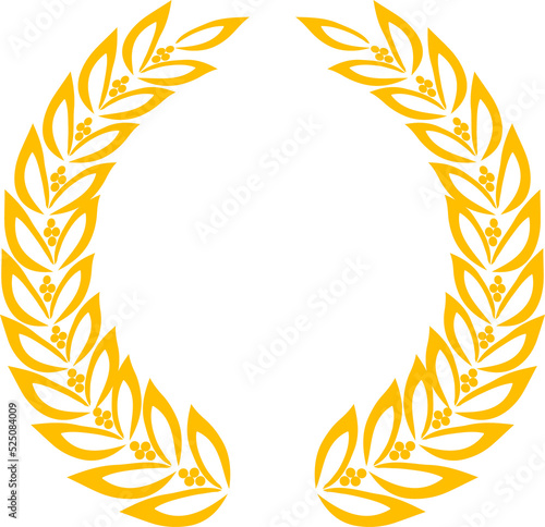 Golden laurel wreath heraldic emblem