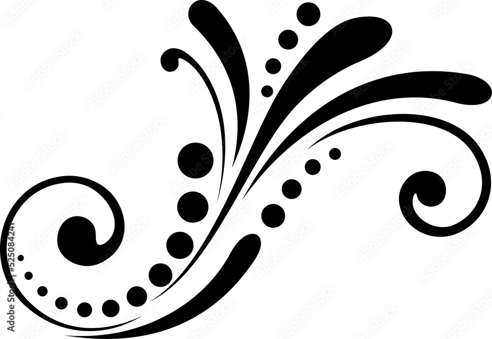 Floral embellishment, motif with swirls and dots Floral embellishment, motif with swirls and dots