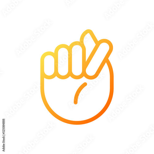Fig sign pixel perfect gradient linear vector icon. Offensive hand gesture. Obscene non verbal communication. Thin line color symbol. Modern style pictogram. Vector isolated outline drawing